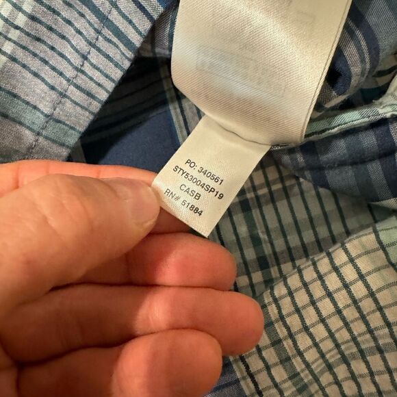 Patagonia Puckerware Button Up Shirt Mens LRG Short Sleeve Seersucker Blue Plaid - Picture 7 of 10